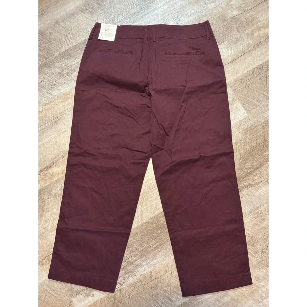 NWT A New Day Straight High Rise Stretch Chino Pants Burgundy Women's Size 14